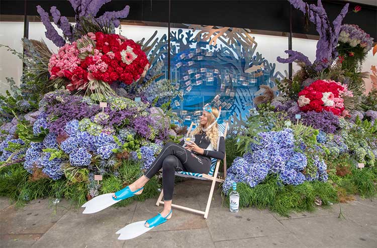 For the first time, Peter Jones & Partners and Edinburgh Gin have created a stunning “Under the Sea” floral display boasting over 3,000 British plants for this year’s Chelsea in Bloom