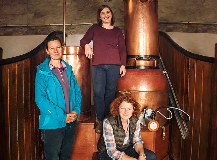 From left - Claire Fletcher, Alicia MacInnes and Georgina Kitching from Lussa Gin