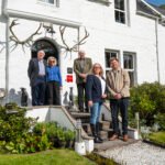 L-R: Godfrey and Claire Macdonald, Kevin Wickman, Isabella Macdonald and Edward Wickman outside Kinloch Lodge (Credit: Andrew Tobin)