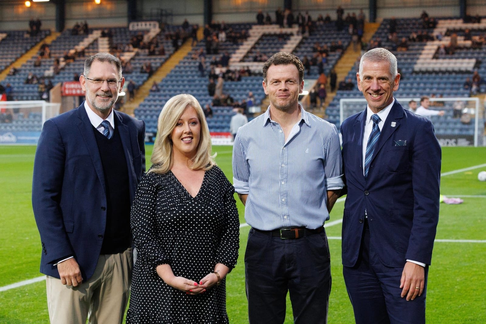 Pictured at Dens Park for the announcement of the partnership extension were (from left) John Nelms, Managing Director, Dundee FC, Stacey Forde, Client Success Team Leader, Future Ticketing, Matt Lockwood, Senior Business Development Manager and Alasdair McGill, Financial Director, Dundee FC (Credit: Dundee FC)